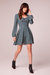 Genevieve Teal Diamond Long Sleeve Mini Dress