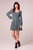 Genevieve Teal Diamond Long Sleeve Mini Dress - Black/Deep Teal