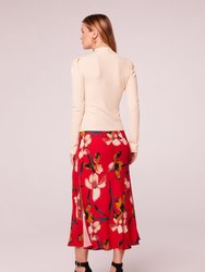 Heart Beat Red Floral Midi Skirt