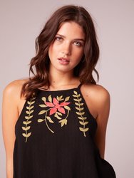 Instant Karma Black Embroidered Handkerchief Top