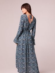 Jewel Teal Floral Wrap Maxi Dress