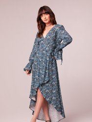 Jewel Teal Floral Wrap Maxi Dress