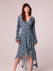 Jewel Teal Floral Wrap Maxi Dress - Deep Teal/Aqua
