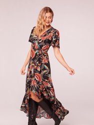 Lamia Black Floral Wrap Maxi Dress