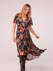 Lamia Black Floral Wrap Maxi Dress