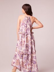 Liliane Purple Paisley Tiered Maxi Dress