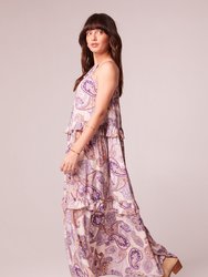 Liliane Purple Paisley Tiered Maxi Dress