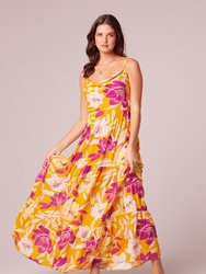 Lovescape Gold Floral Cowl Neck Maxi Dress