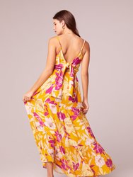 Lovescape Gold Floral Cowl Neck Maxi Dress