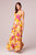 Lovescape Gold Floral Cowl Neck Maxi Dress - Gold/Fuchsia