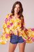 Mad Love Gold Floral Batwing Top - Gold/Fuchsia - Gold/Fuchsia
