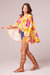 Mad Love Gold Floral Batwing Top - Gold/Fuchsia