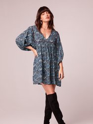 Mallory Teal Floral Babydoll Mini Dress