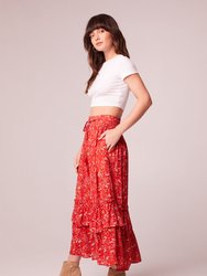 Ninette Crimson Floral Maxi Skirt