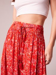 Ninette Crimson Floral Maxi Skirt