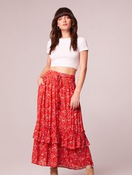 Ninette Crimson Floral Maxi Skirt