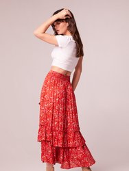 Ninette Crimson Floral Maxi Skirt