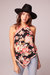 Once In A Lifetime Black Floral Handkerchief Top - Black/Spiced Coral