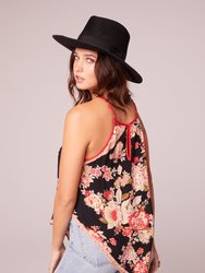 Once In A Lifetime Black Floral Handkerchief Top - Black/Spiced Coral