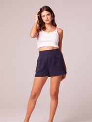 Percy Navy High Waisted Shorts - Navy - Navy