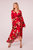 Polly Red Floral Wrap Maxi Dress - Red/Gold