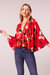 The High Priestess Red Floral Batwing Top - Red/Gold
