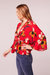 The High Priestess Red Floral Batwing Top