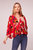 The High Priestess Red Floral Batwing Top