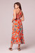 Amelia Tangerine Floral Tie Neck Maxi Dress - Tangerine/Ivory