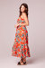 Amelia Tangerine Floral Tie Neck Maxi Dress - Tangerine/Ivory