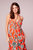 Amelia Tangerine Floral Tie Neck Maxi Dress - Tangerine/Ivory