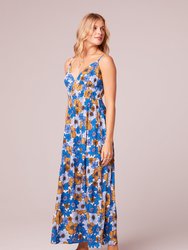 American Beauty Royal Blue Floral Maxi Dress