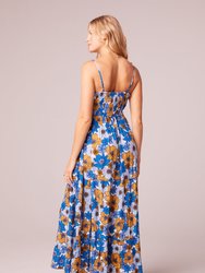 American Beauty Royal Blue Floral Maxi Dress