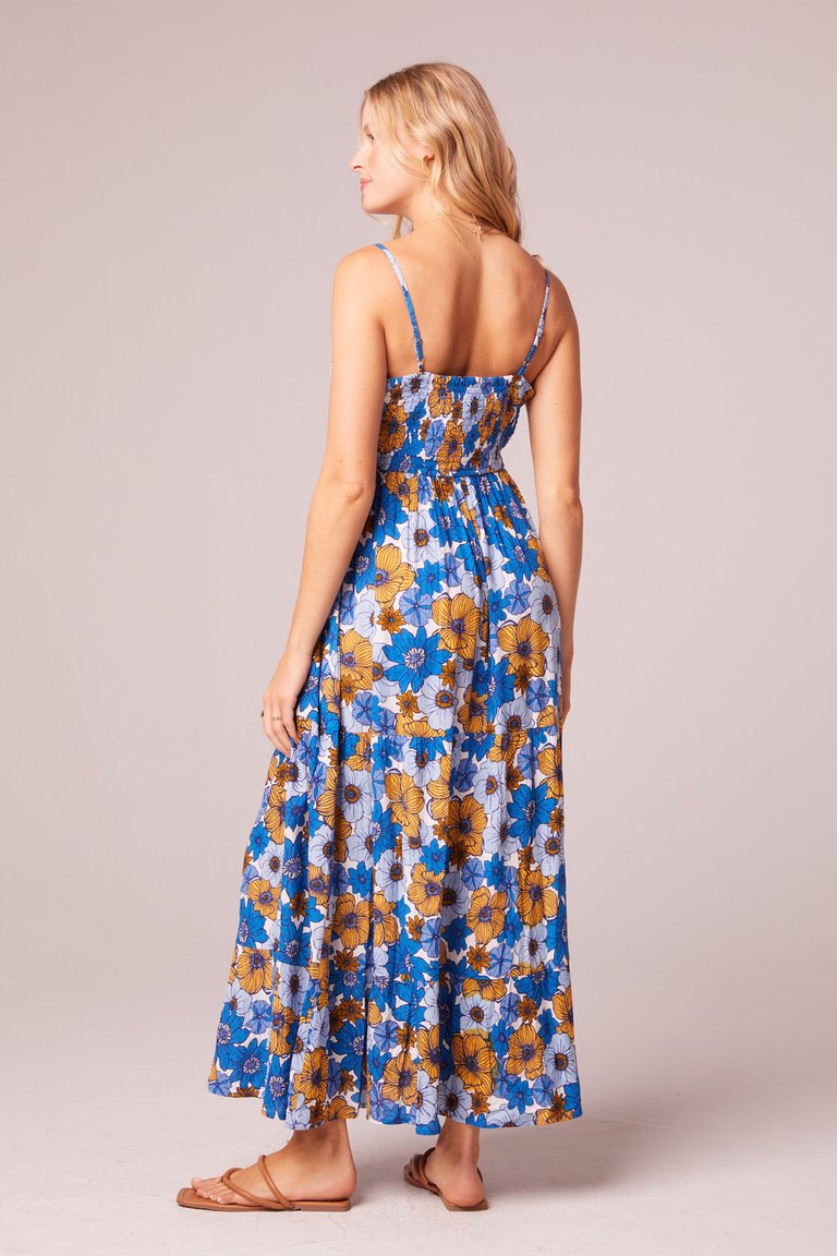 American Beauty Royal Blue Floral Maxi Dress