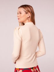 Annabella Ivory Ribbed Knit Top