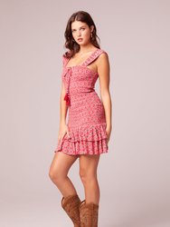 Dreamboat Red Medallion Print Smocked Mini Dress - Red/Egret