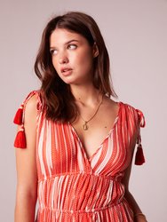 Elena Orange Stripe Ruched Mini Dress