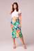 Erica Green Floral Midi Slip Skirt - Green/Cream - Green/Cream