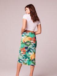 Erica Green Floral Midi Slip Skirt - Green/Cream