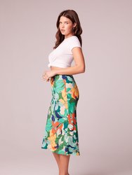Erica Green Floral Midi Slip Skirt - Green/Cream