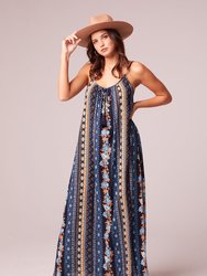 Heaven And Earth Stripe Print Maxi Dress