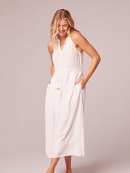 Imagine White Embroidered Midi Dress - White