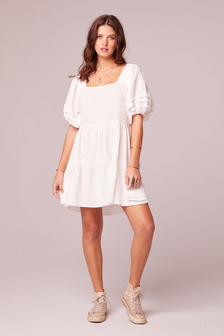Let It Be White Babydoll Mini Dress - White