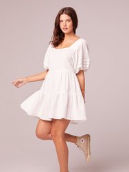 Let It Be White Babydoll Mini Dress