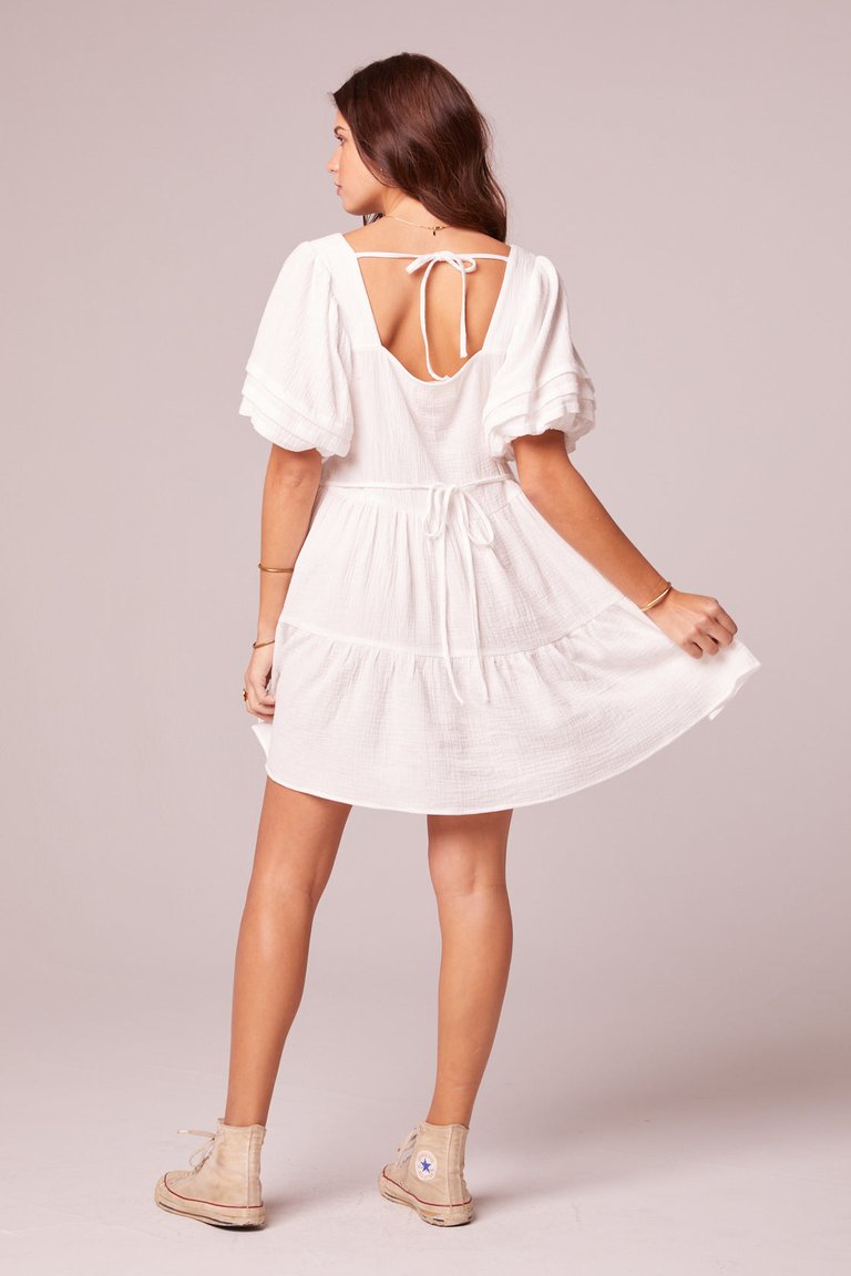 Let It Be White Babydoll Mini Dress