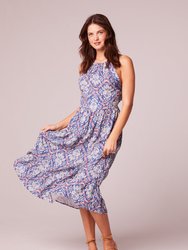 Lia Blue Paisley Pattern Midi Dress