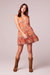 Margarita Orange Paisley Strappy Mini Dress - Orange/Ivory - Orange/Ivory