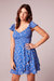 Maritza Blue Floral Smocked Mini Dress - Blue/Ivory
