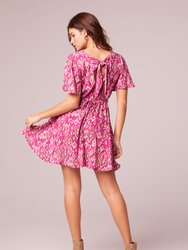 Mystery To Me Fuchsia Ikat Print Mini Dress