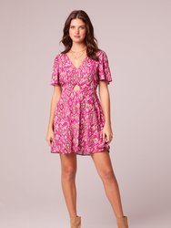 Mystery To Me Fuchsia Ikat Print Mini Dress - Fuchsia/Egret